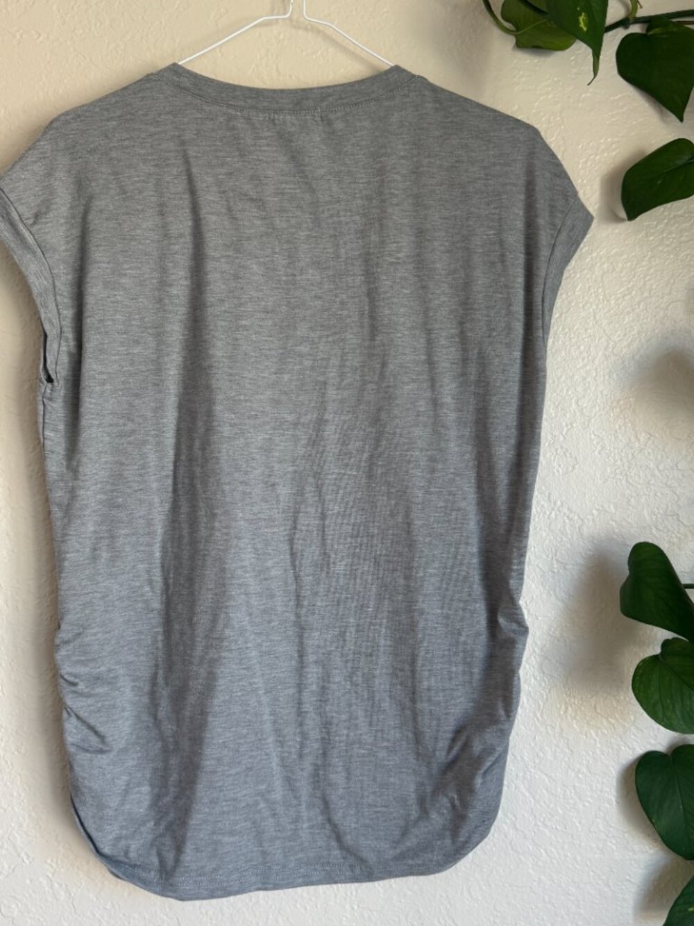 Sampeer Gray Ruched Side T-Shirt Women’s Medium Casual Crew Neck Top - Picture 2 of 3